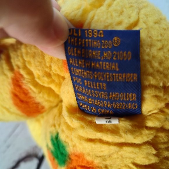 Petting Zoo Bunny Plush Yellow Carrot Print Fur 15" Stuffed Animal Easter - Picture 8 of 9